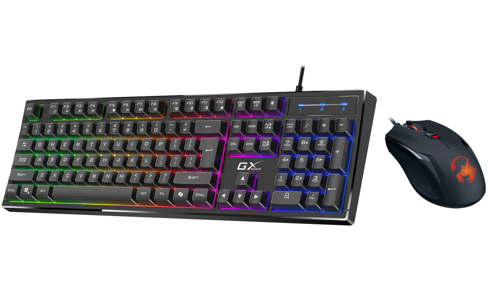 GENIUS GX GAMING Scorpion KM-GX6/ drátový set klávesnice s myší/ RGB podsvícení/ Copilot/ USB/ černá/ CZ+SK layout